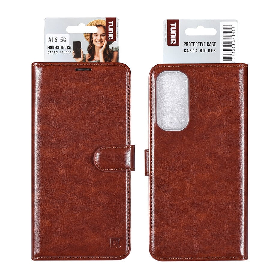 TUNIQ Galaxy A06 Book type case - Pasjeshouder - Brown