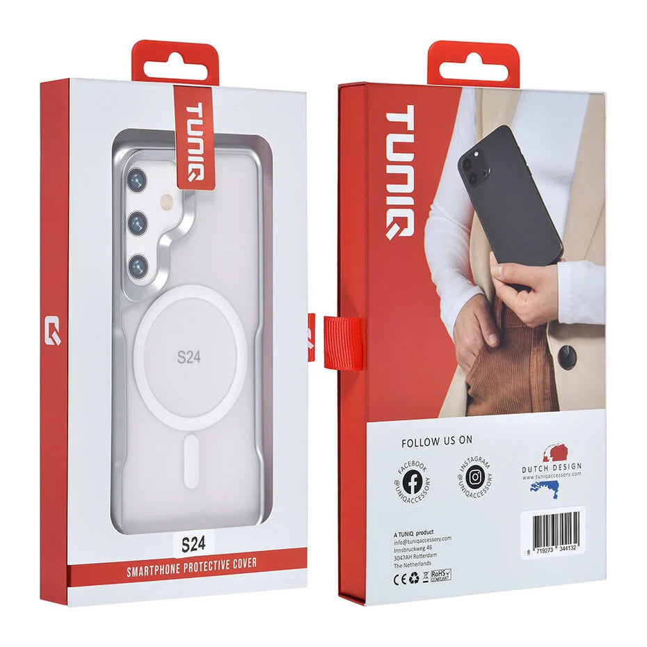 TUNIQ Galaxy S24 Back cover case - Magsafe silicone - Silver