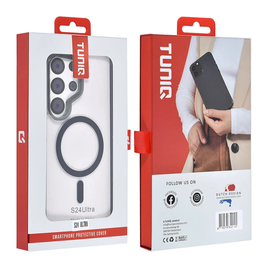 TUNIQ Galaxy S24 Ultra takakuori – Magsafe silikoni – Musta