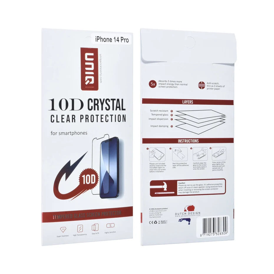UNIQ Accessory iPhone 14 Pro 10D Full Coverage Tempered Glass
