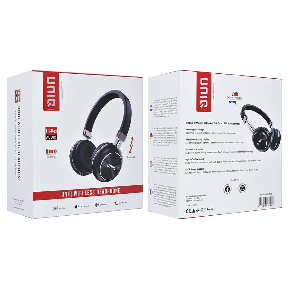 UNIQ Wireless Headphone Deep Bass - Round Shape - Black