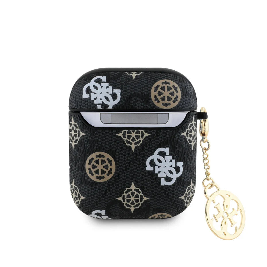 Guess Airpods 1 & 2 Case - Peony on 4G - Black