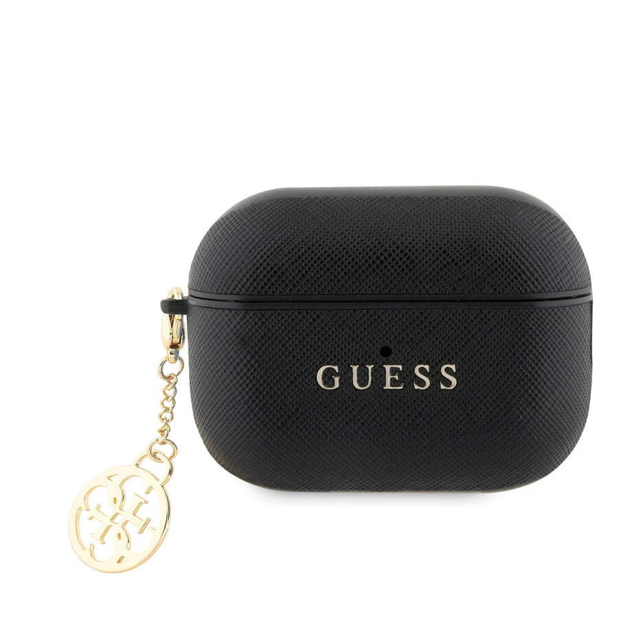 Guess Airpods Pro & Pro 2 Case - Saffiano - Circle Charm - Black