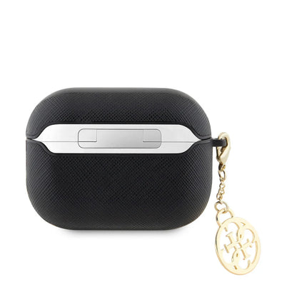 Guess Airpods Pro & Pro 2 Case - Saffiano - Circle Charm - Black