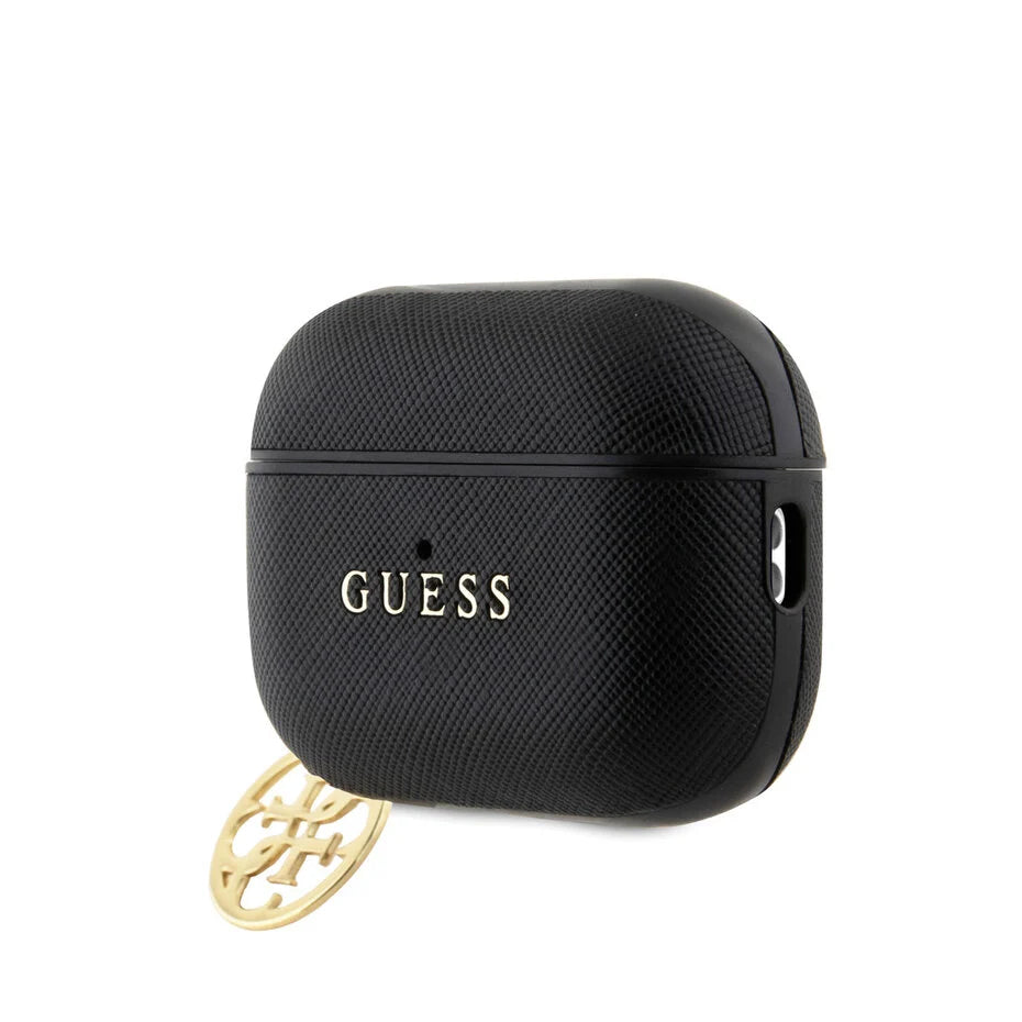 Guess Airpods Pro & Pro 2 Case - Saffiano - Circle Charm - Black