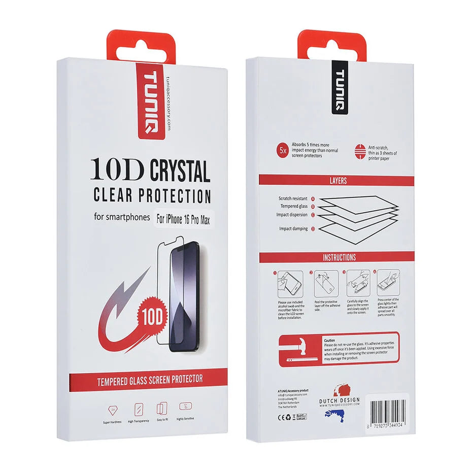 TUNIQ iPhone 16 Pro Max 10D Full Coverage Tempered Glass