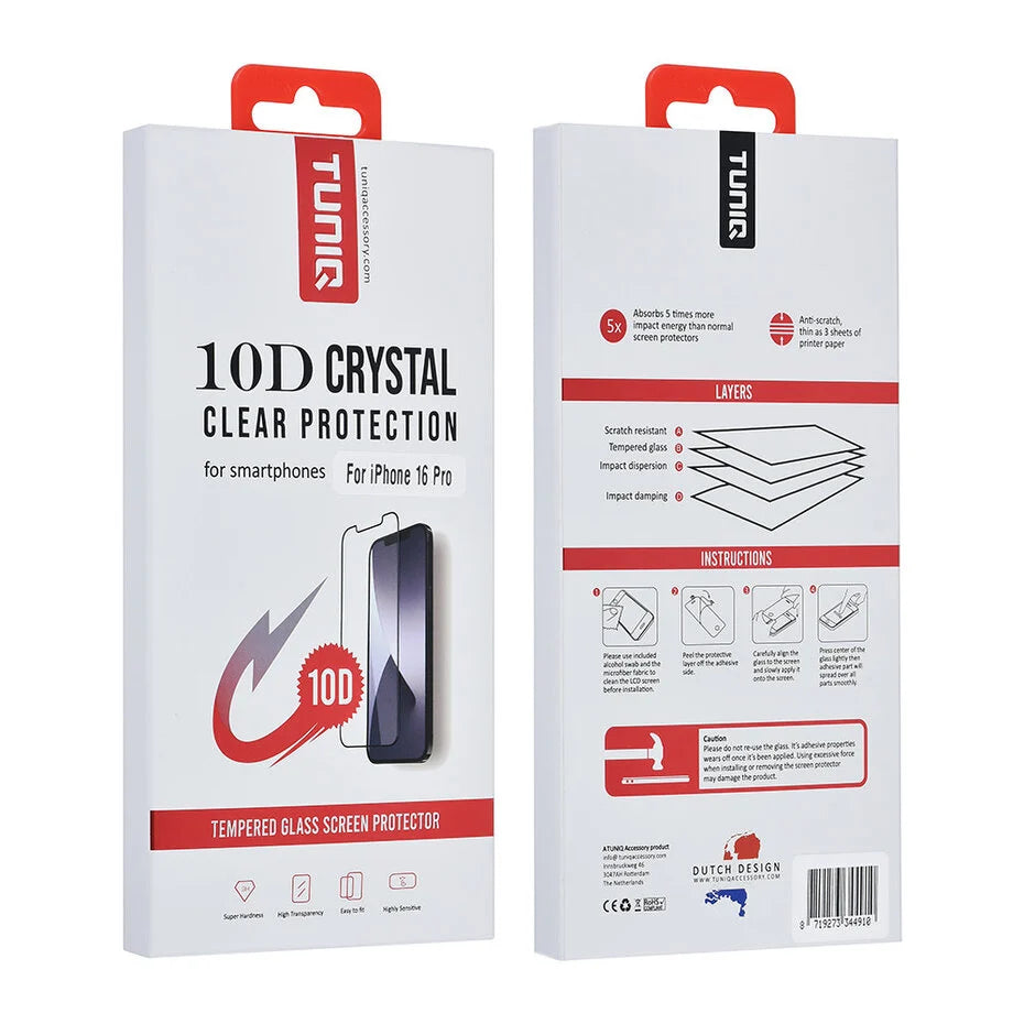 TUNIQ iPhone 16 Pro10D koko näytön kattava panssarilasi
