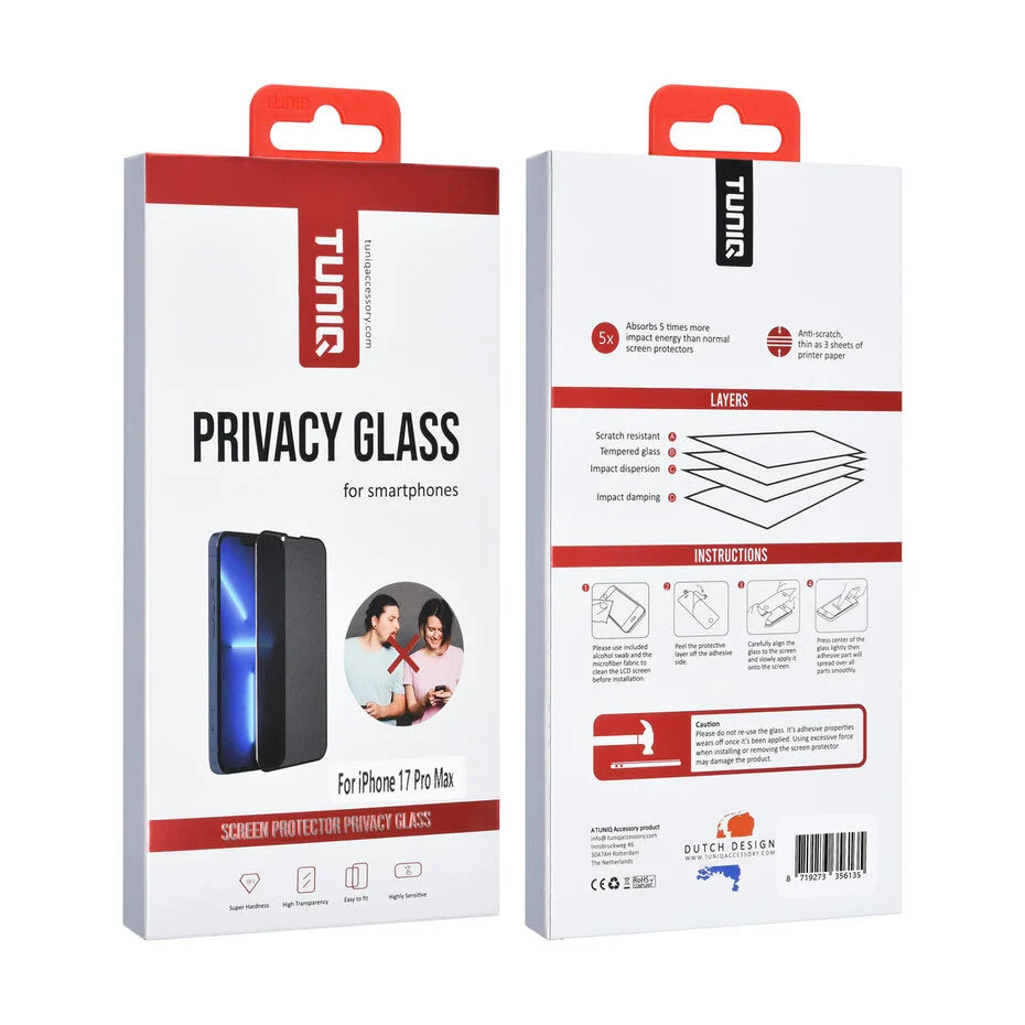 TUNIQ iPhone 17 Pro Max Screen Protector - Privacy Glass