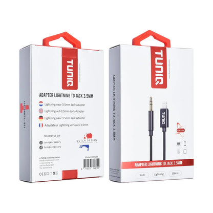 TUNIQ 3.5 Jack to Lightning adapter - 100cm - Black