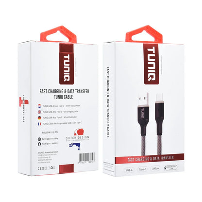 TUNIQ fast charger data transfer nylon USB Type-C Cable 100cm - Grey