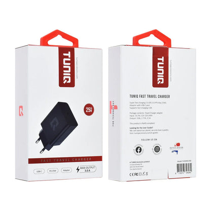 TUNIQ-pikalaturi PD 25W -adapteri – musta
