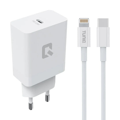 TUNIQ Fast Charger PD 25W - with Lightning to Type-C Cable - White
