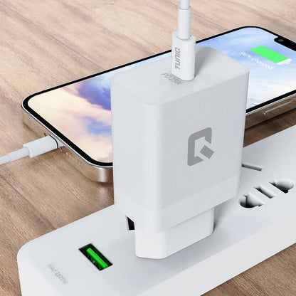 TUNIQ Fast Charger PD 25W - with Lightning to Type-C Cable - White