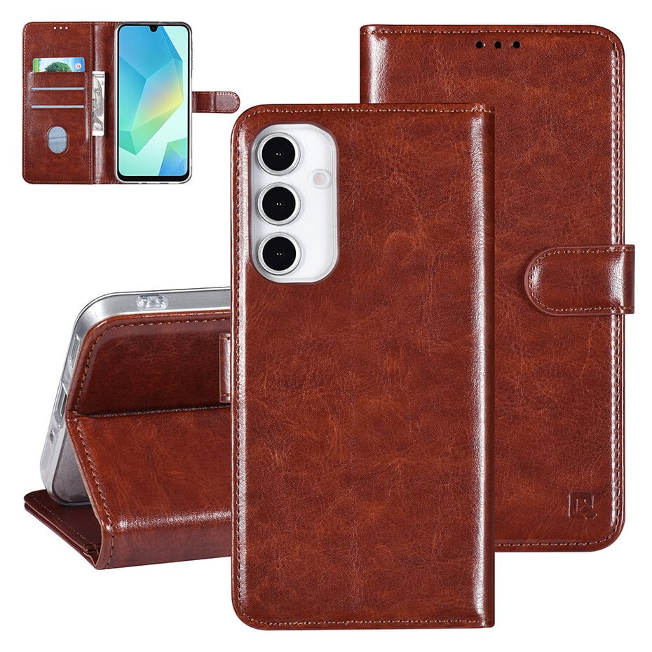 TUNIQ Galaxy A06 Book type case - Pasjeshouder - Brown