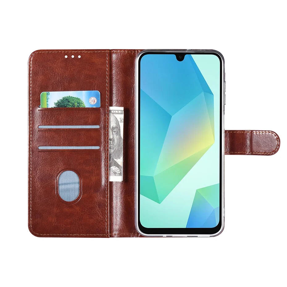 TUNIQ Galaxy A06 Book type case - Pasjeshouder - Brown