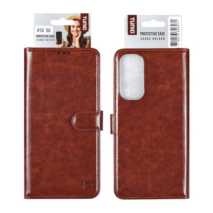 TUNIQ Galaxy A06 Book type case - Pasjeshouder - Brown