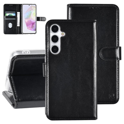 TUNIQ Galaxy A35 Book type case - Card holder for 3 cards - Magnetic closure - Hanger - Black