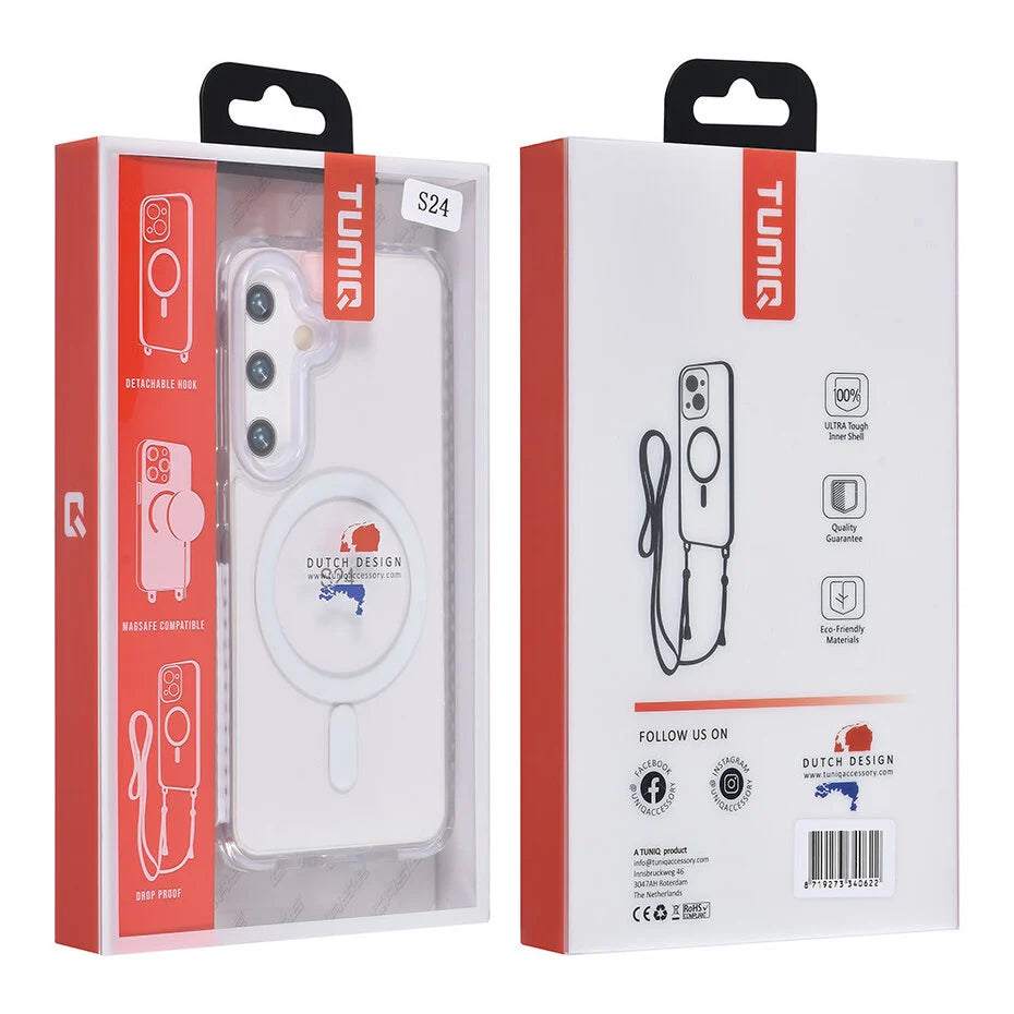 TUNIQ Galaxy S24 Back cover case - neck cord - magsafe - White