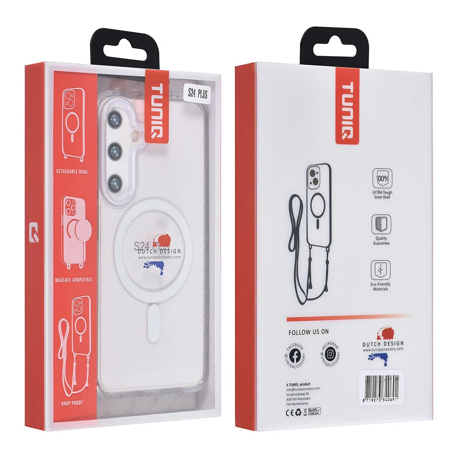 TUNIQ Galaxy S24 Plus Back cover case - neck cord - magsafe - White