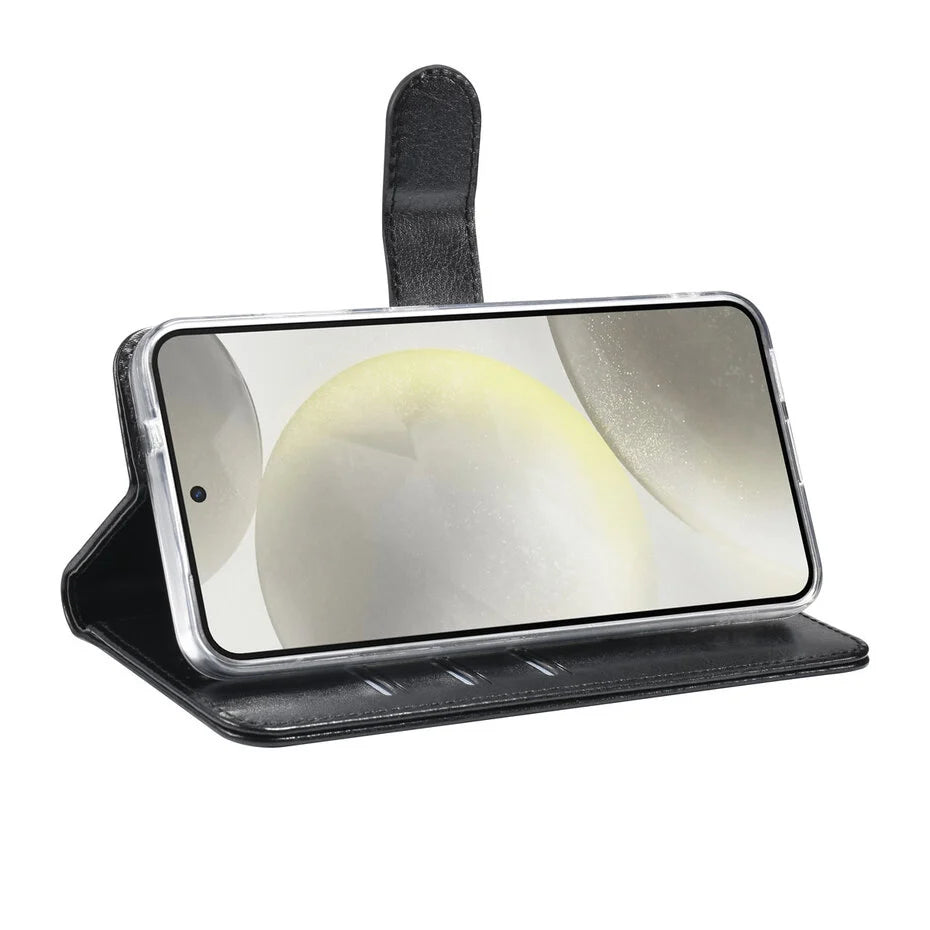 TUNIQ Galaxy S25 Book type case - Card holder for 3 cards - Magnetic closure - Black