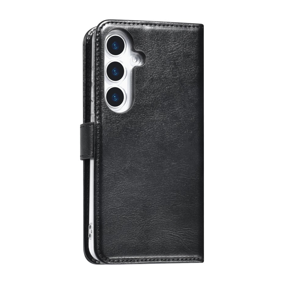 TUNIQ Galaxy S25 Book type case - Card holder for 3 cards - Magnetic closure - Black