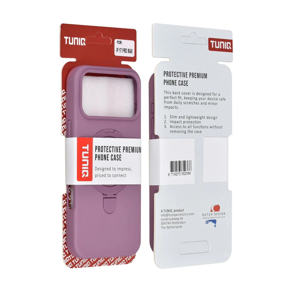 TUNIQ iPhone 17 Pro Max - Magsafe rengasjalustalla - Sunset Purple