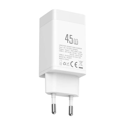 TUNIQ PD 45W GaN Adapter - TUNIQ 3.0A Fast Charger - White