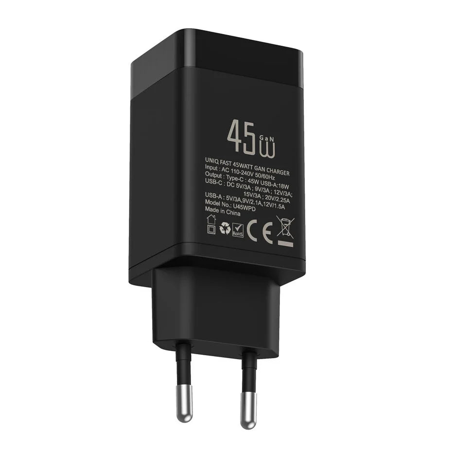 TUNIQ PD 45W GaN-adapteri – TUNIQ 3.0A pikalaturi – musta