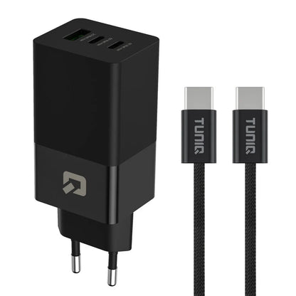 TUNIQ PD 65W - Home Charger with USB-C to USB-C Cable - Black