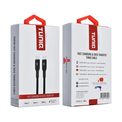 TUNIQ USB-C to USB-C Cable 100cm - Fast charging cable - Black