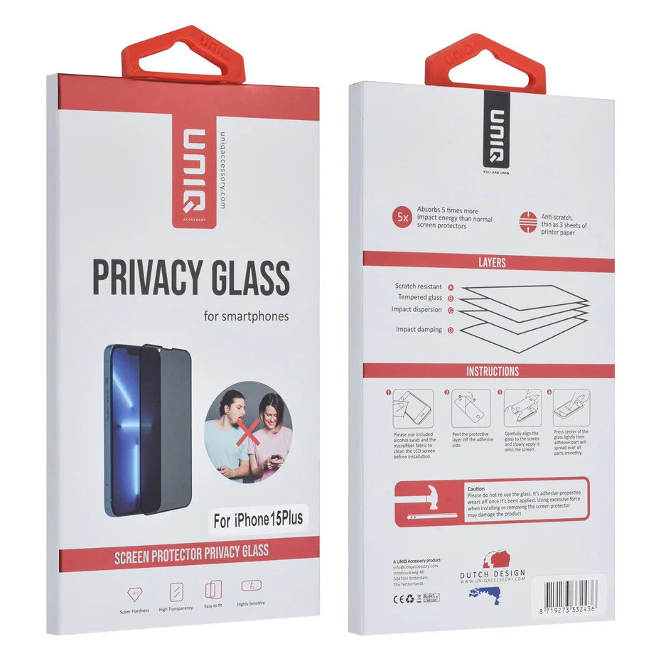 UNIQ Accessory iPhone 15 Plus -suojalasi – Privacy Glass