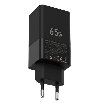 PD 65W GaN Adapter - UNIQ Accessory 3.0A Fast Charger - Black