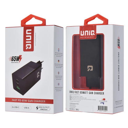 PD 65W GaN Adapter - UNIQ Accessory 3.0A Fast Charger - Black