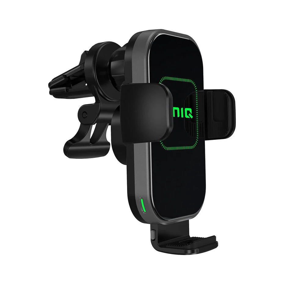 UNIQ Accessory 2 in 1 Car Phone Holder and Wireless Charger - Air Vent & Dashboard - Black