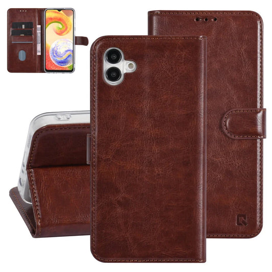 UNIQ Accessory Galaxy A04 Book type case - Card holder for 3 cards - Magnetic closure - Brown