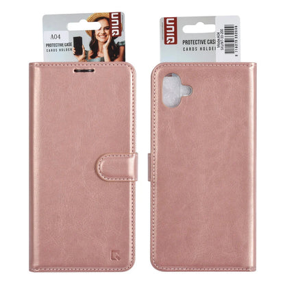 UNIQ Accessory Galaxy A04 Book type case - Card holder for 3 cards - Magnetic closure - Rose Gold