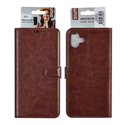 UNIQ Accessory Galaxy A04 Book type case - Card holder for 3 cards - Magnetic closure - Brown