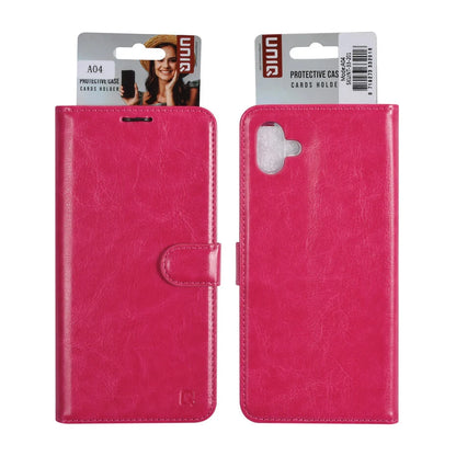 UNIQ Accessory Galaxy A04 Book type case - Card holder for 3 cards - Magnetic closure - Hot Pink