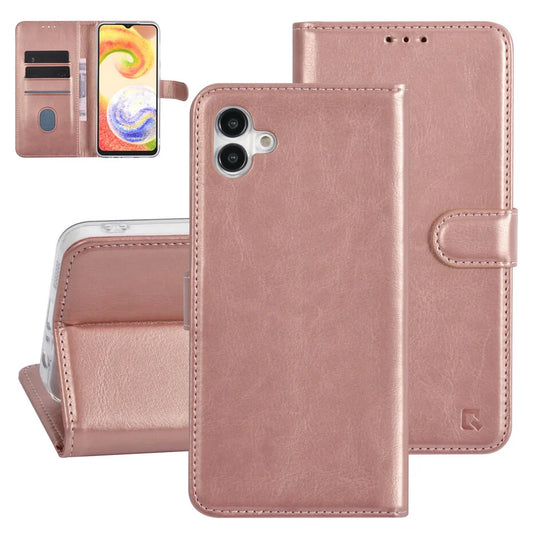 UNIQ Accessory Galaxy A04 Book type case - Card holder for 3 cards - Magnetic closure - Rose Gold