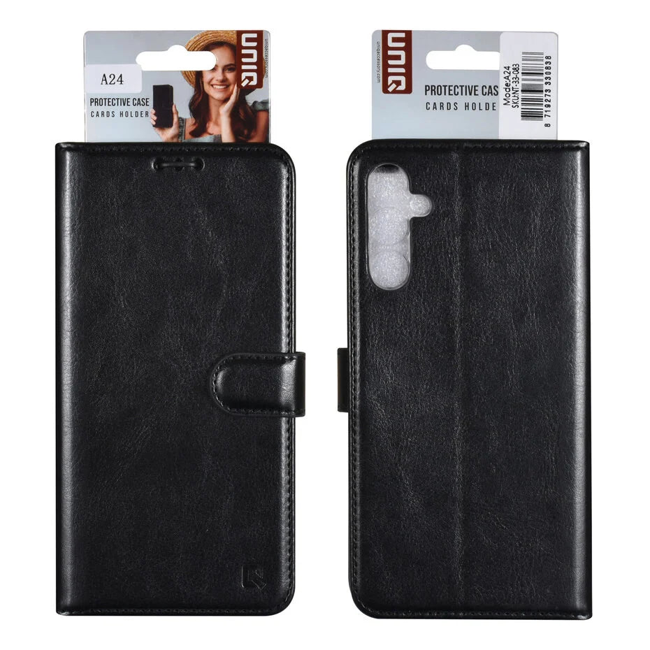 UNIQ Accessory Galaxy A24 Book type case - Card holder for 3 cards - Magnetic closure - Black