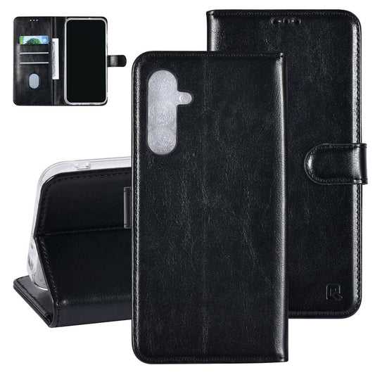 UNIQ Accessory Galaxy A25 -kirjatyyppinen suojakotelo - 3 korttipaikkaa - Musta