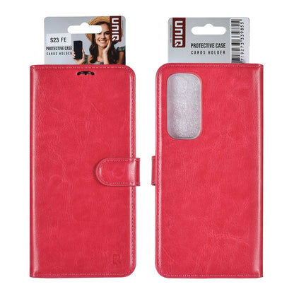 UNIQ Accessory Galaxy S23 FE -suojakotelo, lompakkomalli, korttipidike - vaaleanpunainen