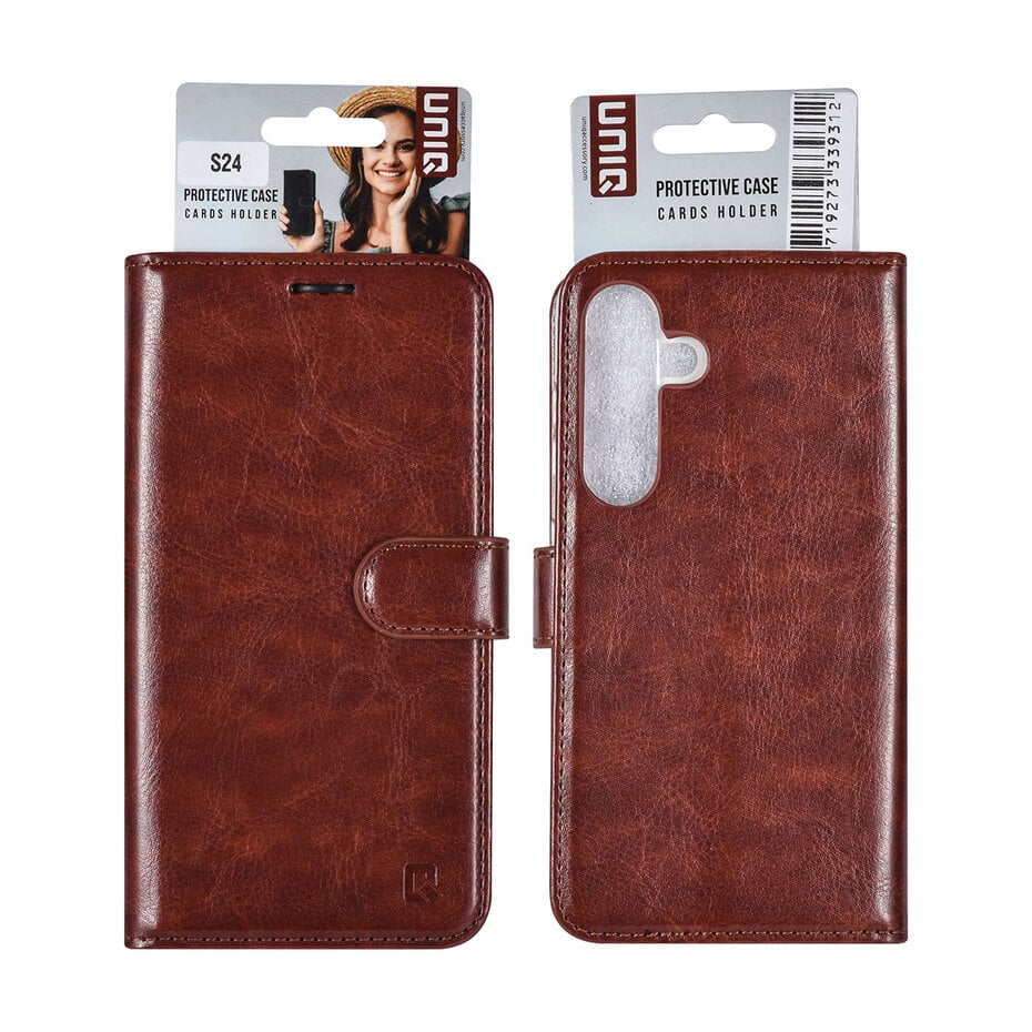 UNIQ Accessory Galaxy S24 Book type case - 3 pasjeshouder - Brown
