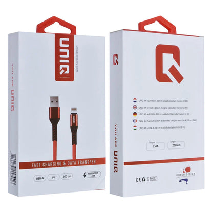 UNIQ Accessory Lightning USB -kaapeli 200cm pikalaturi tiedonsiirto - Punainen