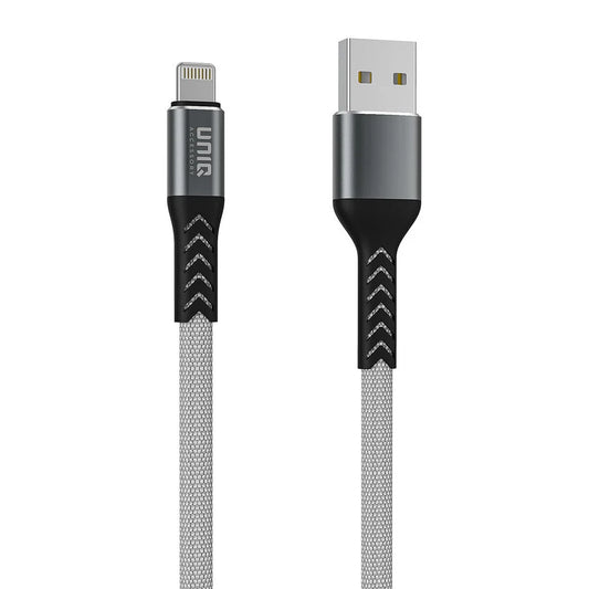 UNIQ Accessory snellader dataoverdracht Grijs Lightning USB Kabel 200cm - Nylon