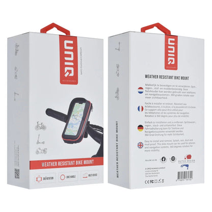 UNIQ Accessory Weatherproof Bicycle Holder - 360 degree rotatable - Red line - Black